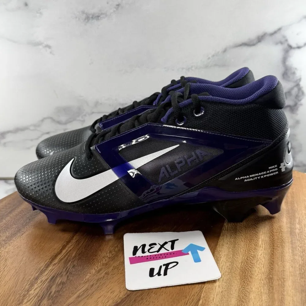 Size 10.5-Nike Alpha Menace 4 Pro Football Cleats Black Purple IB2507-004 RARE